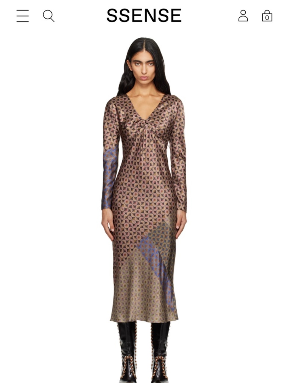 Dries Van Noten Multicolor Patterned Long-Sleeve Midi Dress NWT
